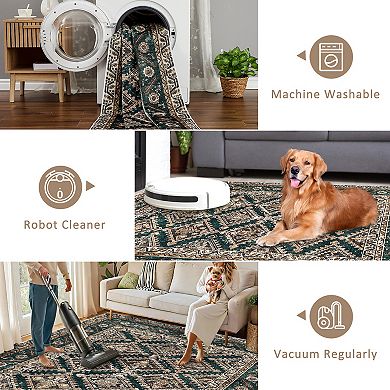 Stylish Traditional Diamond Floral Print Area Rug