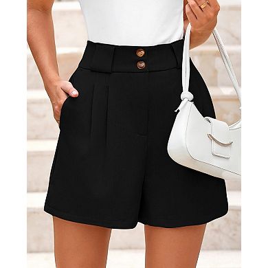 Women's High Waist Elastic Waist Wide Leg Loose Short
