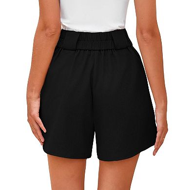 Women's High Waist Elastic Waist Wide Leg Loose Short