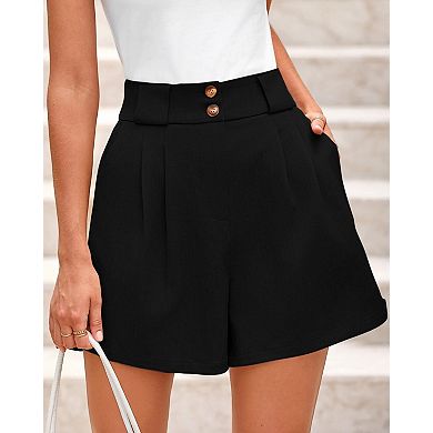 Women's High Waist Elastic Waist Wide Leg Loose Short