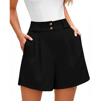 Women's High Waist Elastic Waist Wide Leg Loose Short