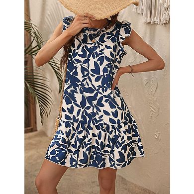 Women's Sleeveless Summer Beach Hobo Ruffle Flowy Dress