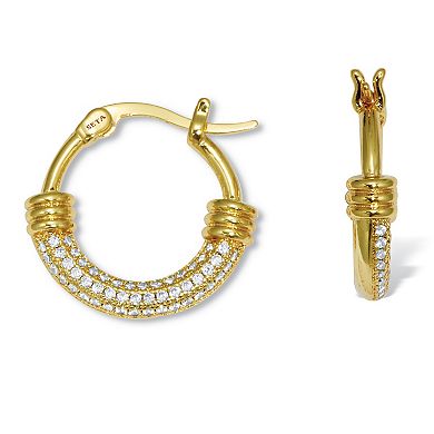 PalmBeach Jewelry Round Crystal Goldtone Small Hoop Earrings