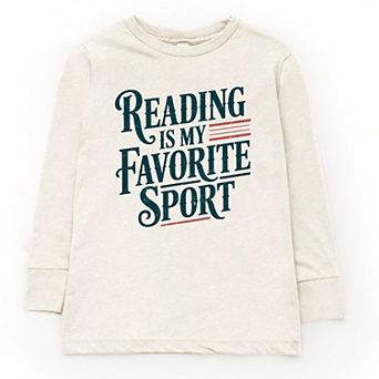 Reading Is My Favorite Sport Stripes - Youth Long Sleeve Graphic T-Shirt