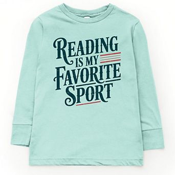 Reading Is My Favorite Sport Stripes - Youth Long Sleeve Graphic T-Shirt