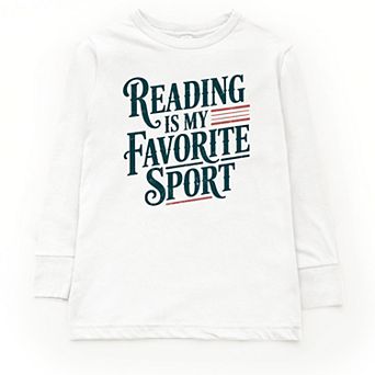 Reading Is My Favorite Sport Stripes - Youth Long Sleeve Graphic T-Shirt