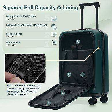 Merax 5-Piece Hardside Luggage Set with Double Spinner Wheels, Lightweight Carry-On Suitcase