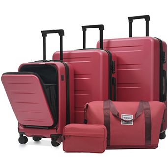 Merax 5 pc Hardside Luggage Set with Double Spinner Wheels, Lightweight Carry-On Suitcase