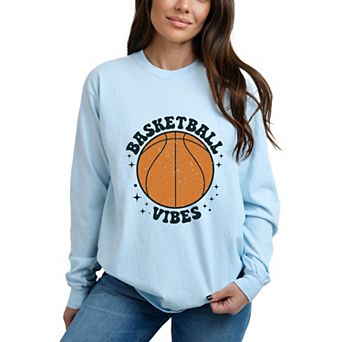 Vintage Basketball Vibes - Women's Garment Dyed Long Sleeve Graphic T-Shirt