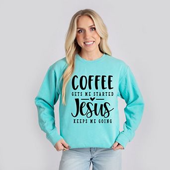 Coffee Gets Me Started - Women's Lightweight Garment Dyed Sweatshirt