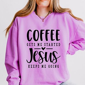 Coffee Gets Me Started - Women's Lightweight Garment Dyed Sweatshirt