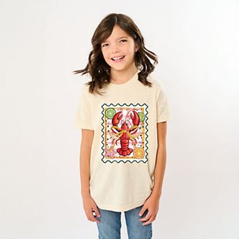 Lobster Stamp Checkered - Youth Short Sleeve Graphic T-Shirt