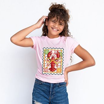 Lobster Stamp Checkered - Youth Short Sleeve Graphic T-Shirt