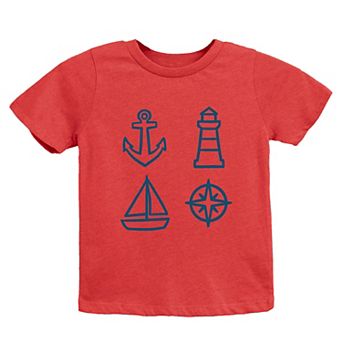 Anchor Lighthouse Boat Compass - Youth Short Sleeve Graphic T-Shirt
