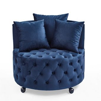 Merax Modern Glam Velvet Swivel Accent Chair Tufted Upholstered Chair with Universal Casters