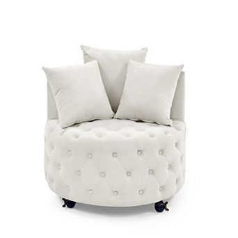 Merax Modern Glam Velvet Swivel Accent Chair Tufted Upholstered Chair with Universal Casters