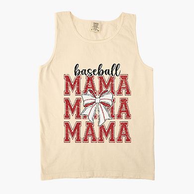 Baseball Mama Stacked Coquette - Women's Garment Dyed Graphic Tank Top