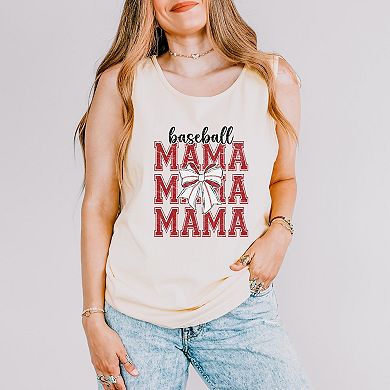 Baseball Mama Stacked Coquette - Women's Garment Dyed Graphic Tank Top