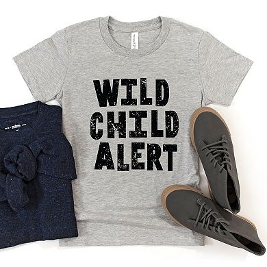 Wild Child Alert Distressed - Youth Short Sleeve Graphic T-Shirt