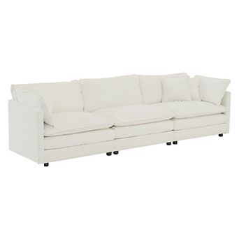 Merax Mid Century Modern Couch 3 Seater Sofa with 2 Armrest Pillows and 3 Toss Pillows