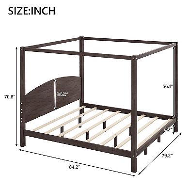 Merax King Size Canopy Platform Bed with Headboard and Support Legs