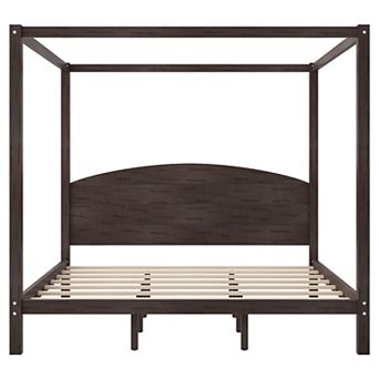Merax King Size Canopy Platform Bed with Headboard and Support Legs