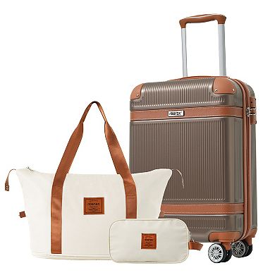 Merax Hardshell Luggage Set 3-Piece, 20 Inch Carry-On Suitcase with Spinner Wheels TSA Lock