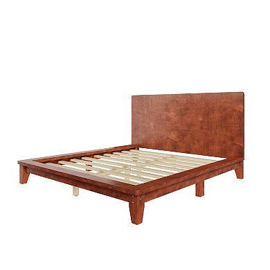 Merax Platform Bed Frame with Headboard - Sturdy Wooden Slat Support, Easy Assembly