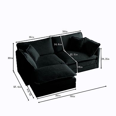 Merax Custom Modular Sectional Sofa Chenille Fabric Solid Wood Frame Free Combination Lounge Sofa