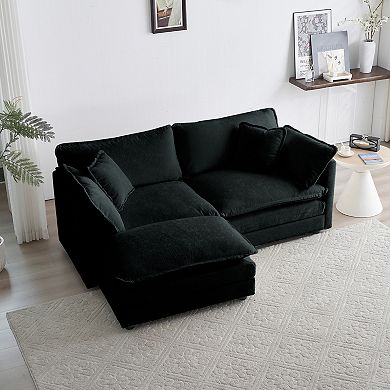 Merax Custom Modular Sectional Sofa Chenille Fabric Solid Wood Frame Free Combination Lounge Sofa