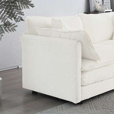 Modular Single Accent Chair Sofa with Chenille Fabric & Solid Wood Frame