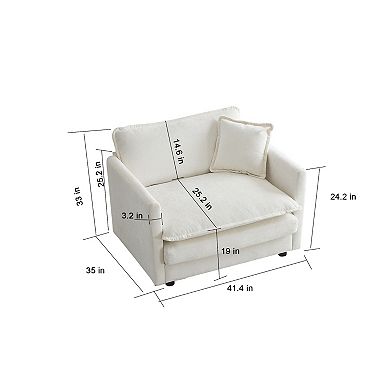 Modular Single Accent Chair Sofa with Chenille Fabric & Solid Wood Frame