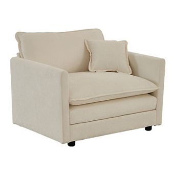 Modular Single Accent Chair Sofa with Chenille Fabric & Solid Wood Frame