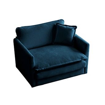 Modular Single Accent Chair Sofa with Chenille Fabric & Solid Wood Frame