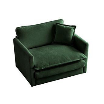Modular Single Accent Chair Sofa with Chenille Fabric & Solid Wood Frame
