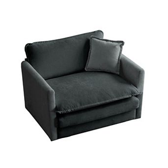 Modular Single Accent Chair Sofa with Chenille Fabric & Solid Wood Frame
