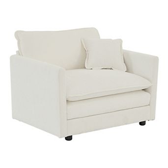 Modular Single Accent Chair Sofa with Chenille Fabric & Solid Wood Frame