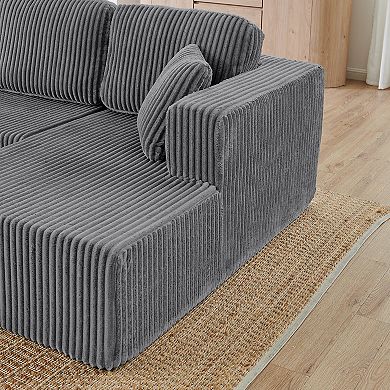 Merax Minimalist Modular Terrycloth Sectional Sofa Set Modular Couch with Spacious Seating