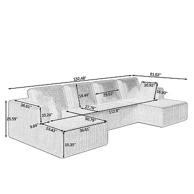 Merax Minimalist Modular Terrycloth Sectional Sofa Set Modular Couch with Spacious Seating