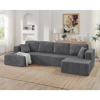 Merax Minimalist Modular Terrycloth Sectional Sofa Set Modular Couch with Spacious Seating