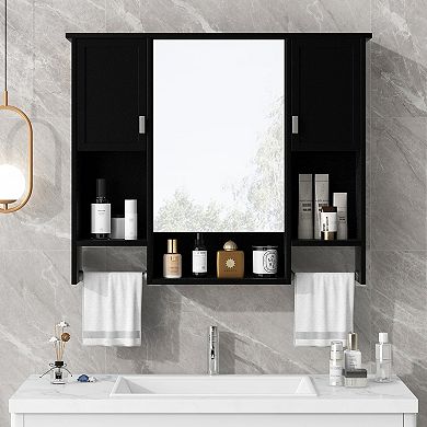 Merax Modern Wall Mounted Bathroom Storage Cabinet, Bathroom Wall Cabinet with Mirror