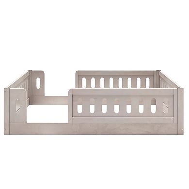 Merax Wood Platform Bed with Guardrail