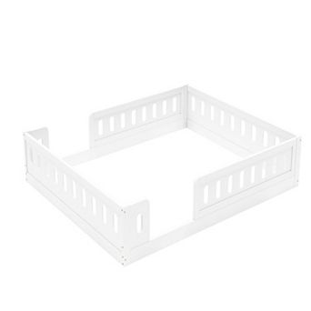 Merax Wood Platform Bed with Guardrail