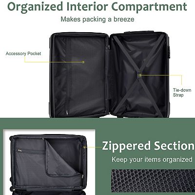 Merax Luggage Sets 3 Piece, Hard shell ABS Lightweight Durable