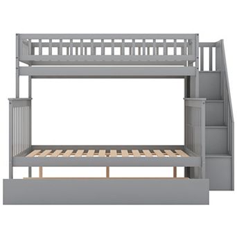 Merax Twin over Full Bunk Bed with Trundle and Staircase