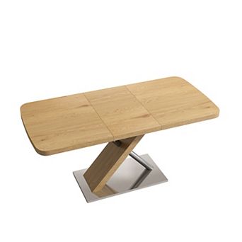 Merax Retractable Square Dining Table MDF & Metal X-Base Expandable Table