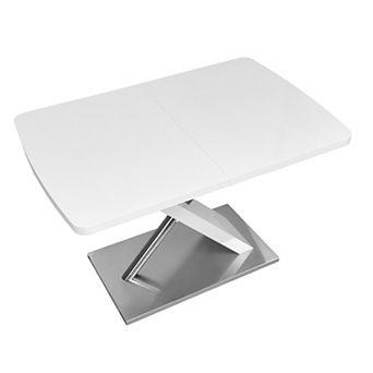 Merax Retractable Square Dining Table MDF & Metal X-Base Expandable Table