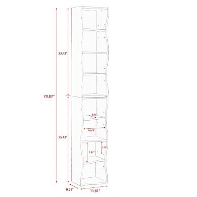 Merax 8 Layer Adjustable Ultra Thin Bookshelf Wavy Border Display Storage Shelf
