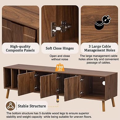 Merax 70" Mid-Century Modern TV Stand, Media Console Table for TVs up to 80''