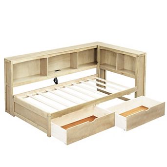 Merax Twin Size Daybed with Two Storage Drawers, Storage Cabinets and USB Ports